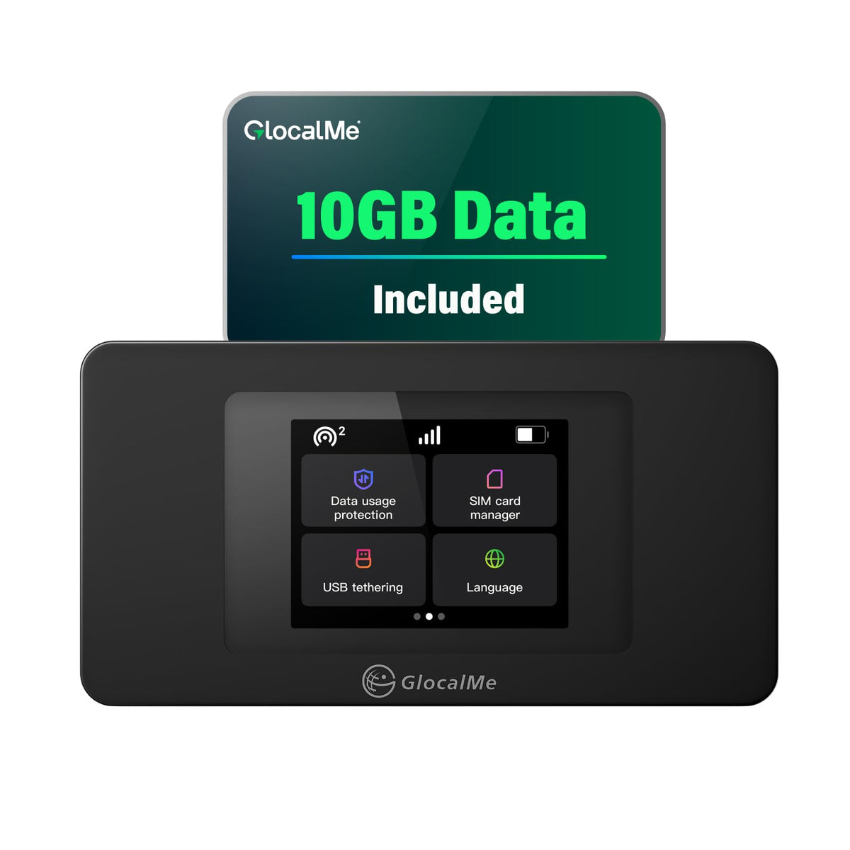 GlocalMe DuoTurbo 4G LTE Mobile Hotspot Device with Global 1.1GB Data 90Days, Portable WiFi Hotspot for Travel in 200+ Countries/Regions, SIMFREE and Dual Modem, 10 Devices Connected(Black)