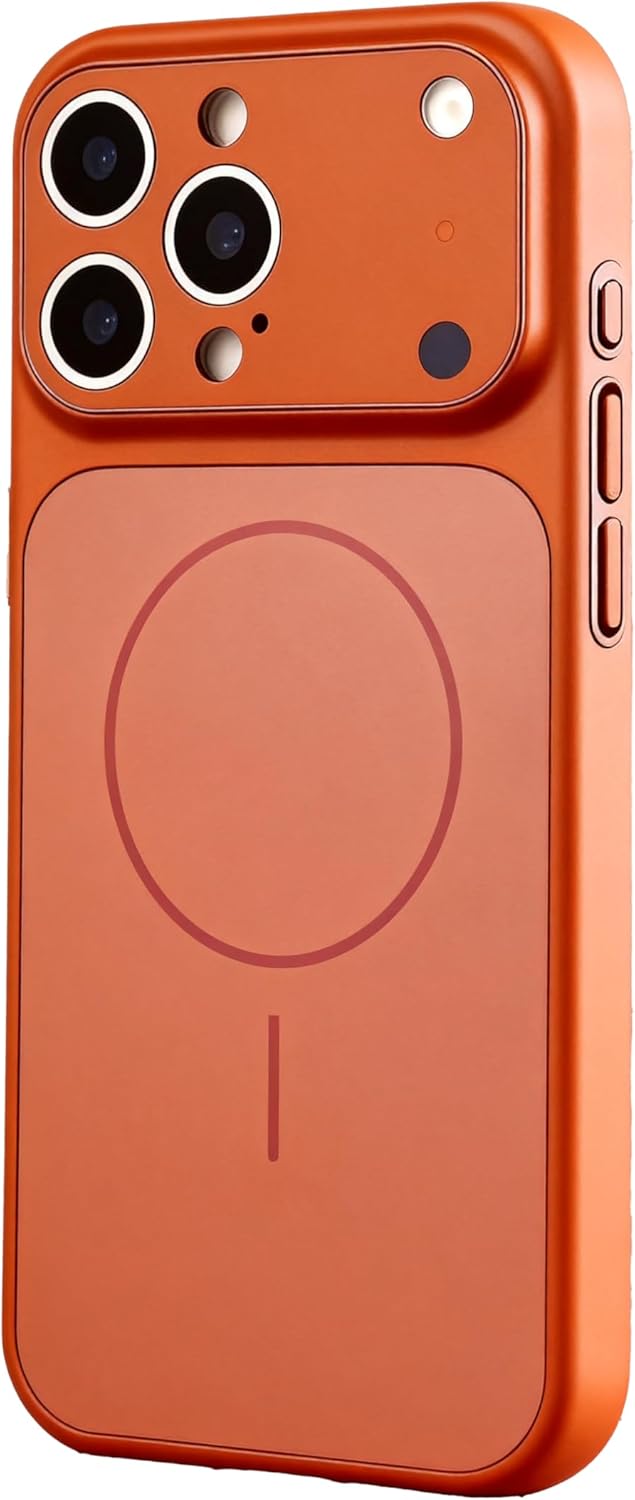 Designed Magnetic Series for iPhone 16 Pro Max Case,[Compatible with MagSafe][Tempered Glass Camera Lens Protection],Luxury Matte Military Grade Drop Protective Hard PC Shockproof Cover,Orange
