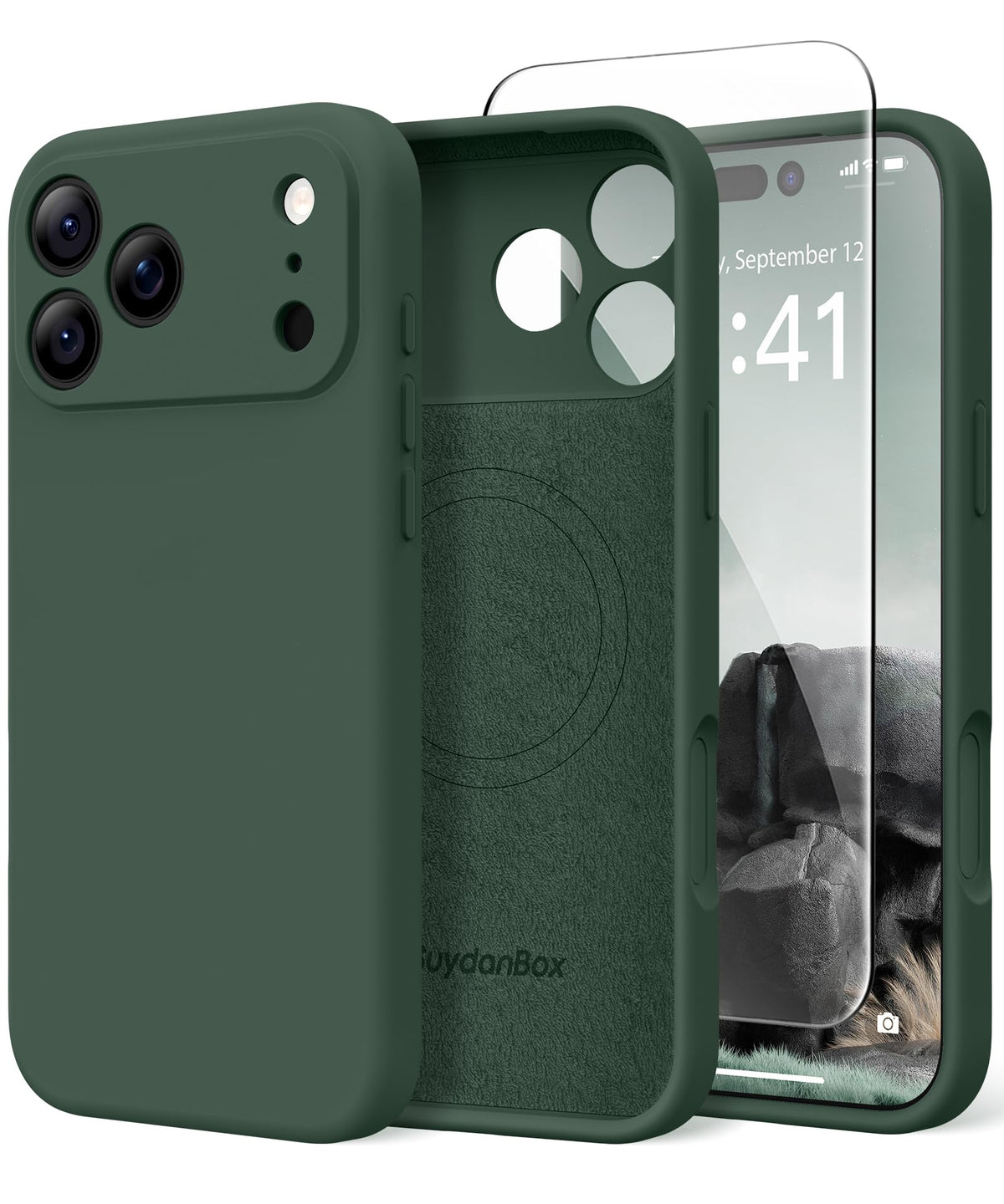 Magnetic for iPhone 17 Pro Max Case, Compatible with MagSafe, [Full Camera Protection][Screen Protector] Silicone Shockproof Protective Phone Case for iPhone 17 Pro Max 6.9", Calke Green