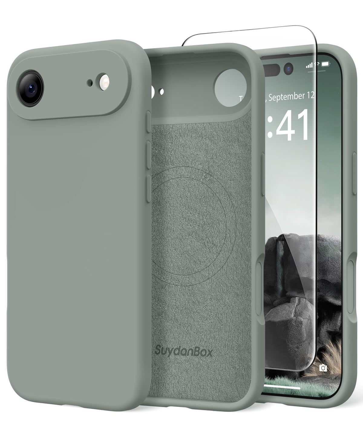 Magnetic for iPhone 17 Pro Max Case, Compatible with MagSafe, [Full Camera Protection][Screen Protector] Silicone Shockproof Protective Phone Case for iPhone 17 Pro Max 6.9", Calke Green