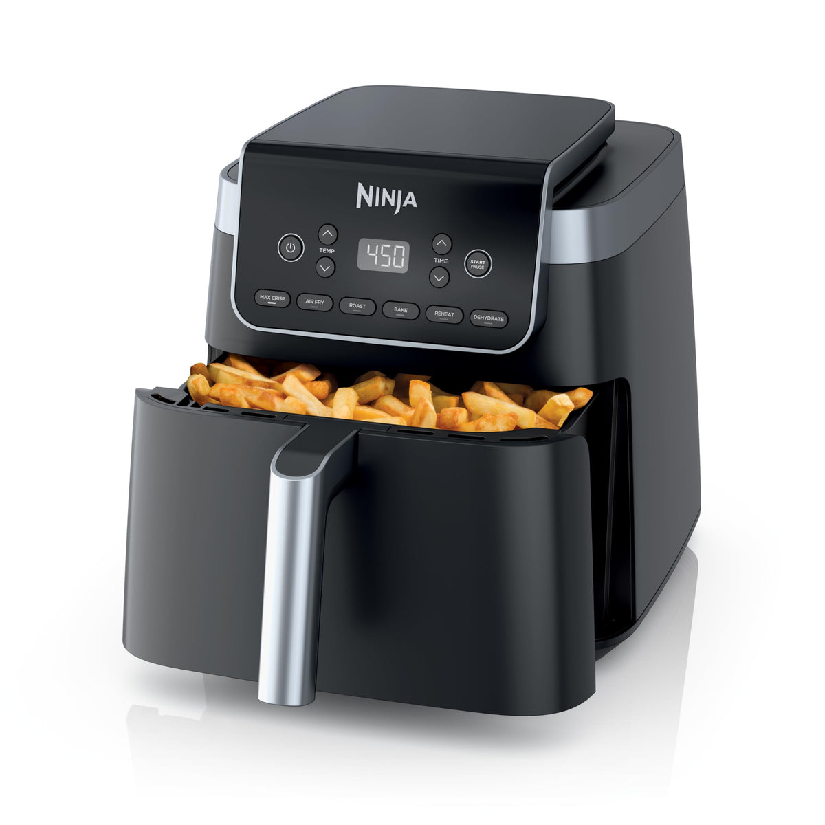 Ninja | Air Fryer | 4-in-1 Pro Air Fry, Roast, Reheat, Dehydrate | 5QT Capacity fits up to 4lbs of French Fries | 400F Max Temp | Nonstick Basket & Crisper Plate | 120V | Grey | AF141