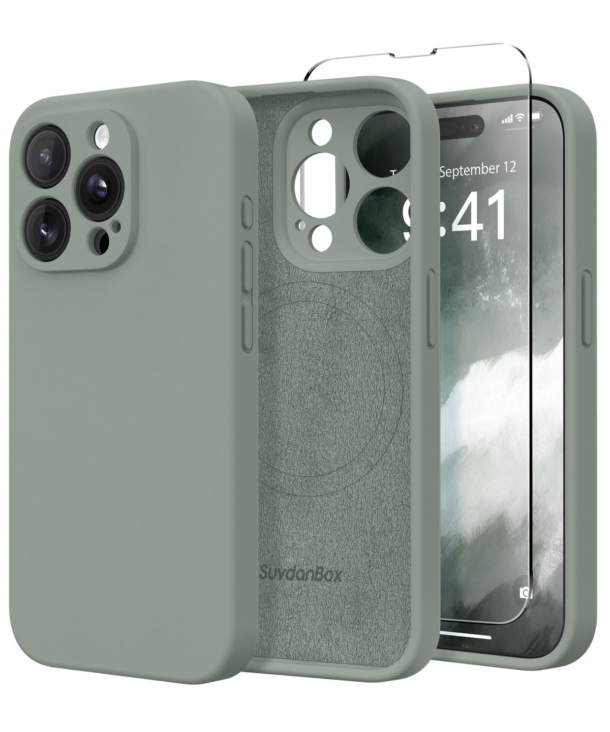 Magnetic for iPhone 17 Pro Max Case, Compatible with MagSafe, [Full Camera Protection][Screen Protector] Silicone Shockproof Protective Phone Case for iPhone 17 Pro Max 6.9", Calke Green