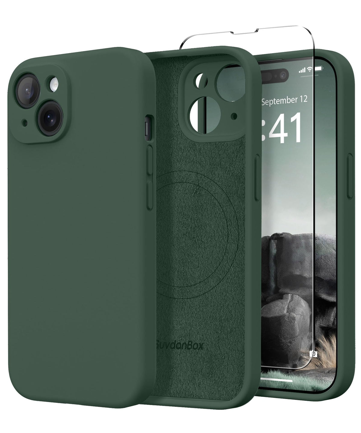 Magnetic for iPhone 17 Pro Max Case, Compatible with MagSafe, [Full Camera Protection][Screen Protector] Silicone Shockproof Protective Phone Case for iPhone 17 Pro Max 6.9", Calke Green