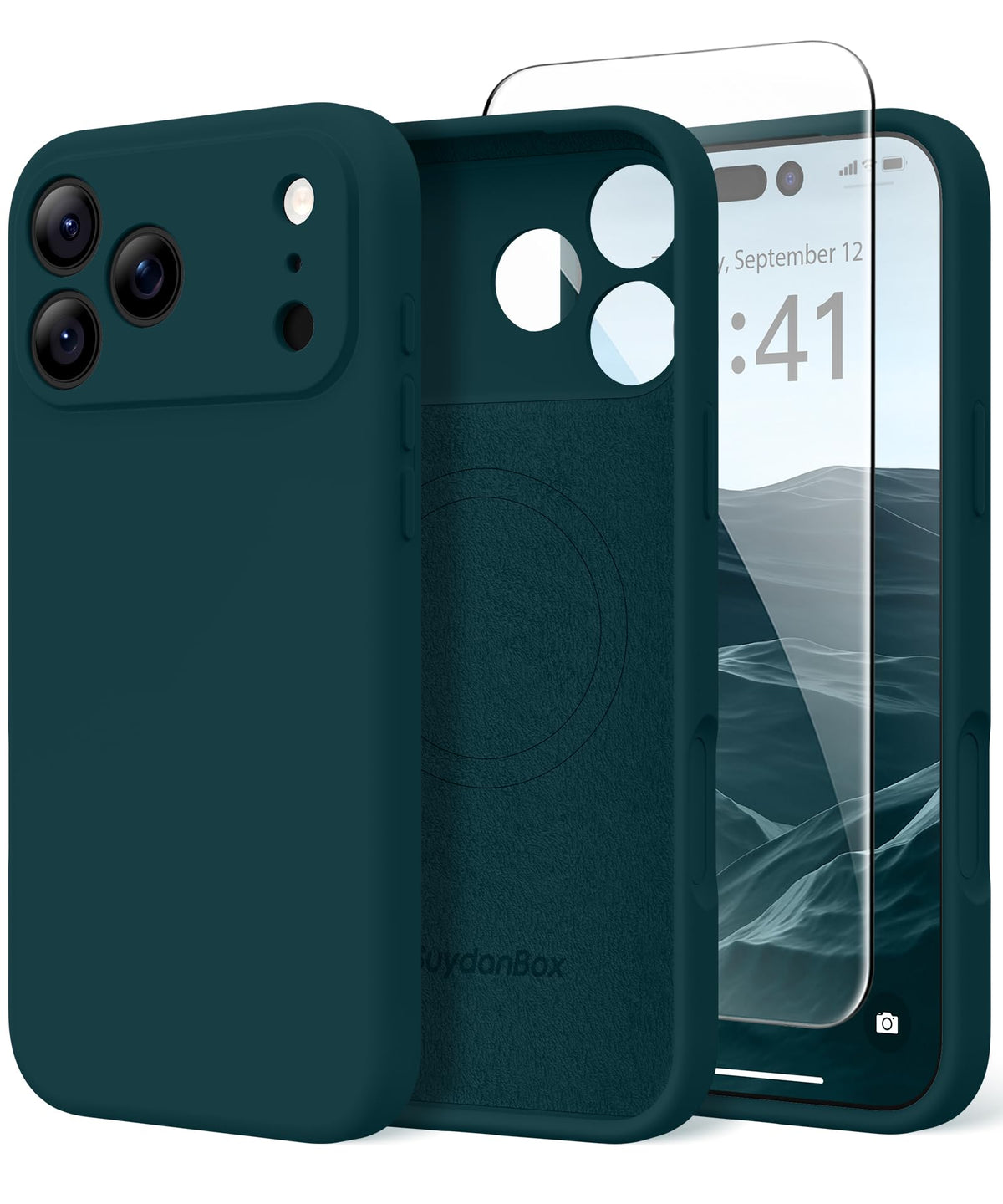 Magnetic for iPhone 17 Pro Max Case, Compatible with MagSafe, [Full Camera Protection][Screen Protector] Silicone Shockproof Protective Phone Case for iPhone 17 Pro Max 6.9", Calke Green