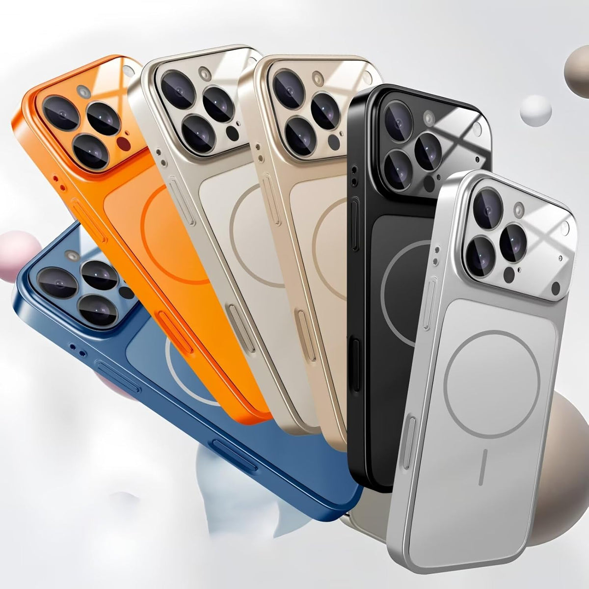 Designed Magnetic Series for iPhone 16 Pro Max Case,[Compatible with MagSafe][Tempered Glass Camera Lens Protection],Luxury Matte Military Grade Drop Protective Hard PC Shockproof Cover,Orange