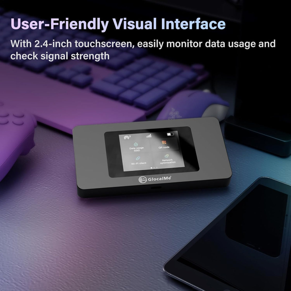 GlocalMe DuoTurbo 4G LTE Mobile Hotspot Device with Global 1.1GB Data 90Days, Portable WiFi Hotspot for Travel in 200+ Countries/Regions, SIMFREE and Dual Modem, 10 Devices Connected(Black)