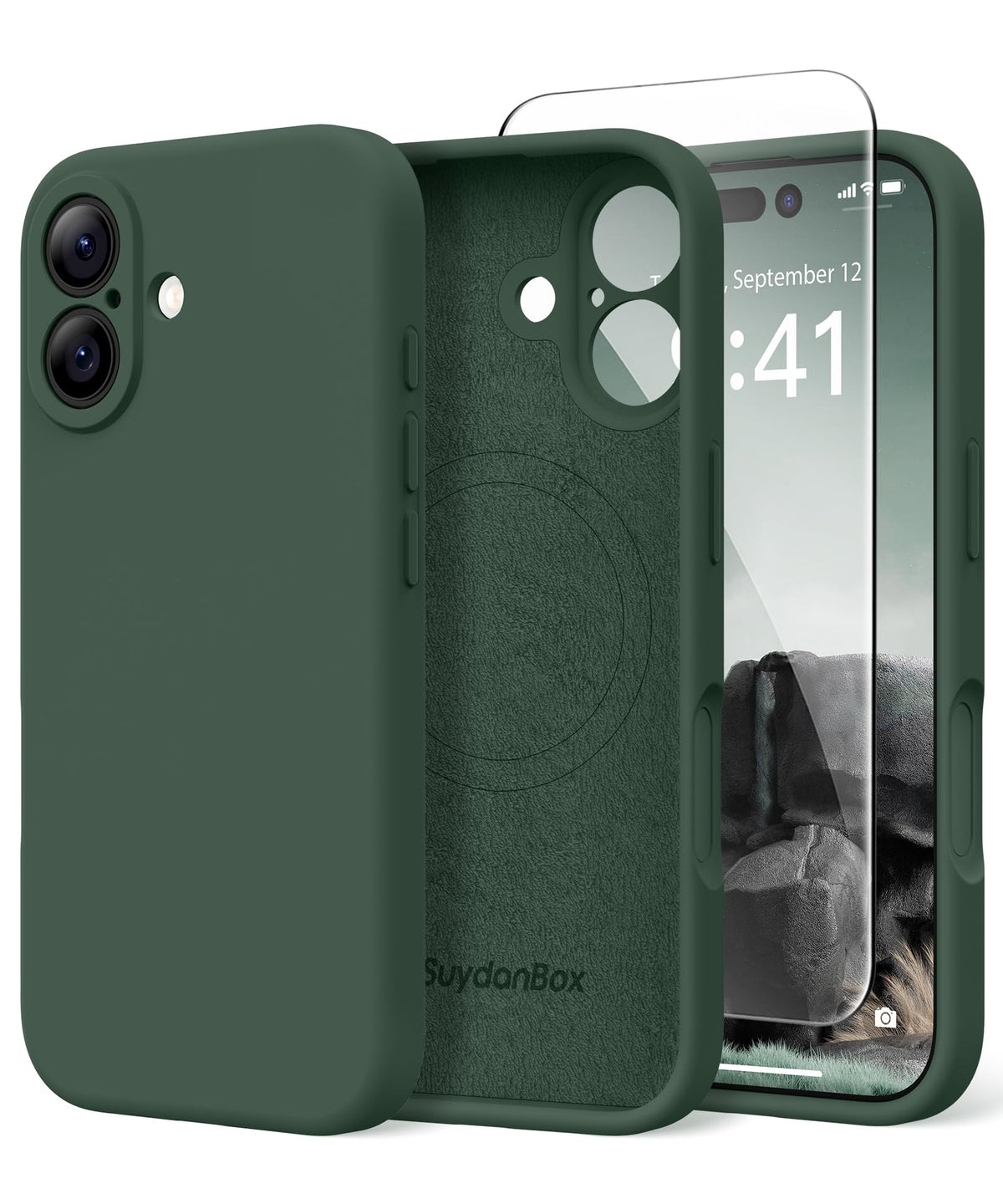 Magnetic for iPhone 17 Pro Max Case, Compatible with MagSafe, [Full Camera Protection][Screen Protector] Silicone Shockproof Protective Phone Case for iPhone 17 Pro Max 6.9", Calke Green