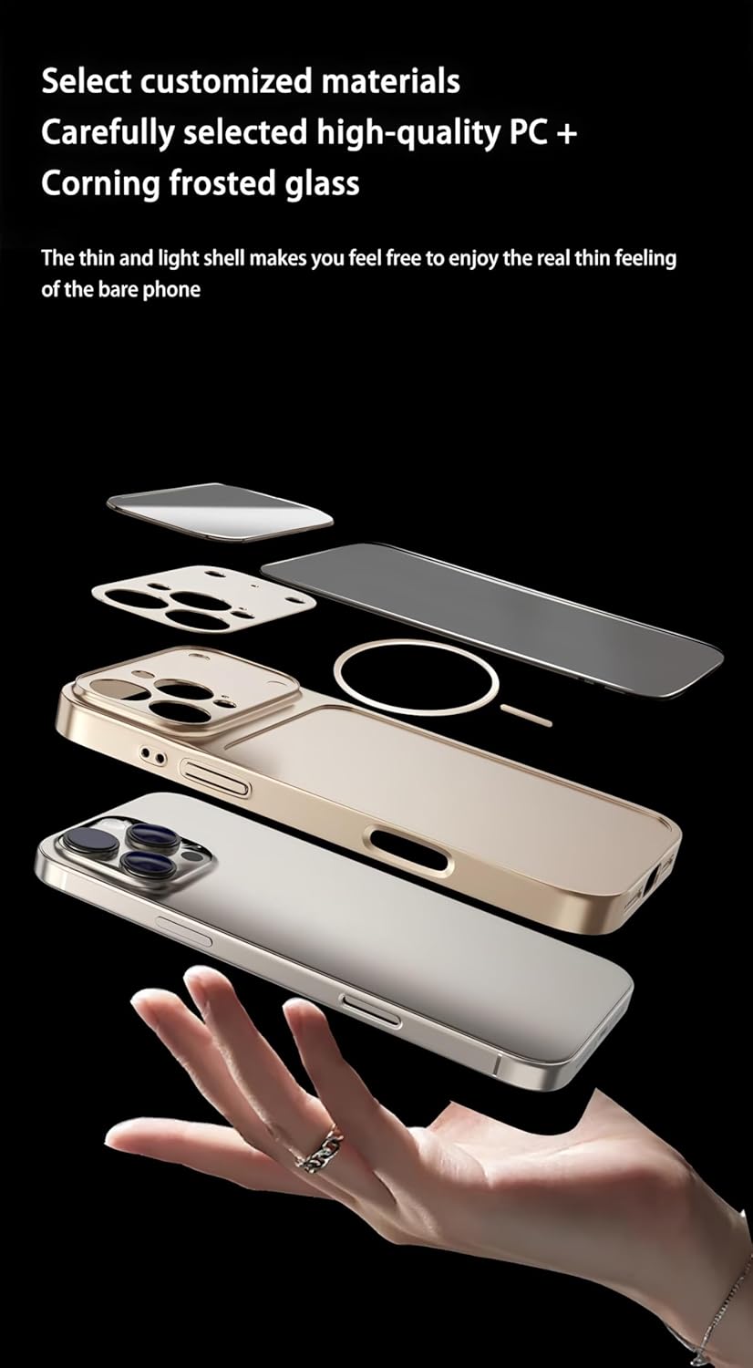 Designed Magnetic Series for iPhone 16 Pro Max Case,[Compatible with MagSafe][Tempered Glass Camera Lens Protection],Luxury Matte Military Grade Drop Protective Hard PC Shockproof Cover,Orange