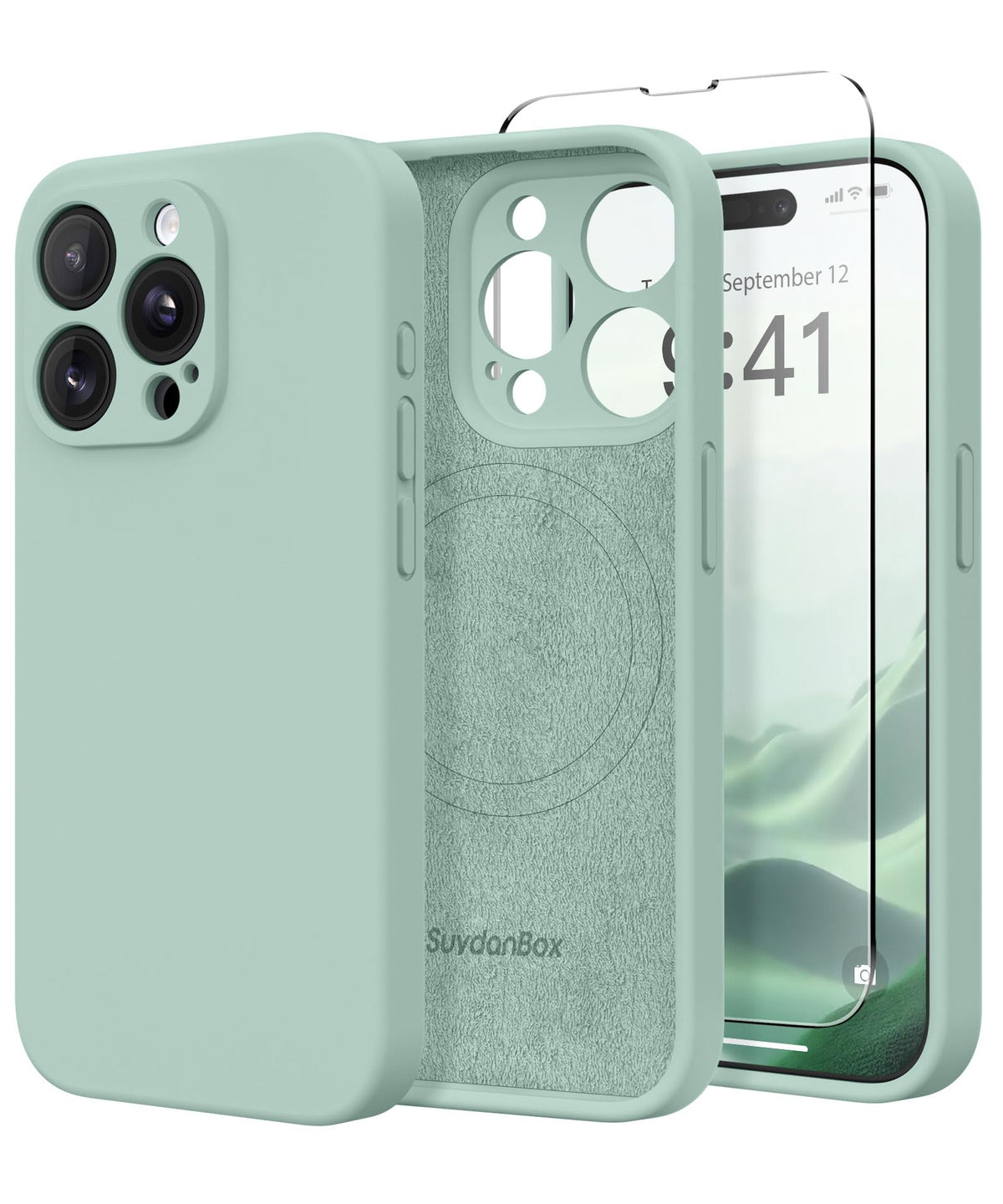 Magnetic for iPhone 17 Pro Max Case, Compatible with MagSafe, [Full Camera Protection][Screen Protector] Silicone Shockproof Protective Phone Case for iPhone 17 Pro Max 6.9", Calke Green