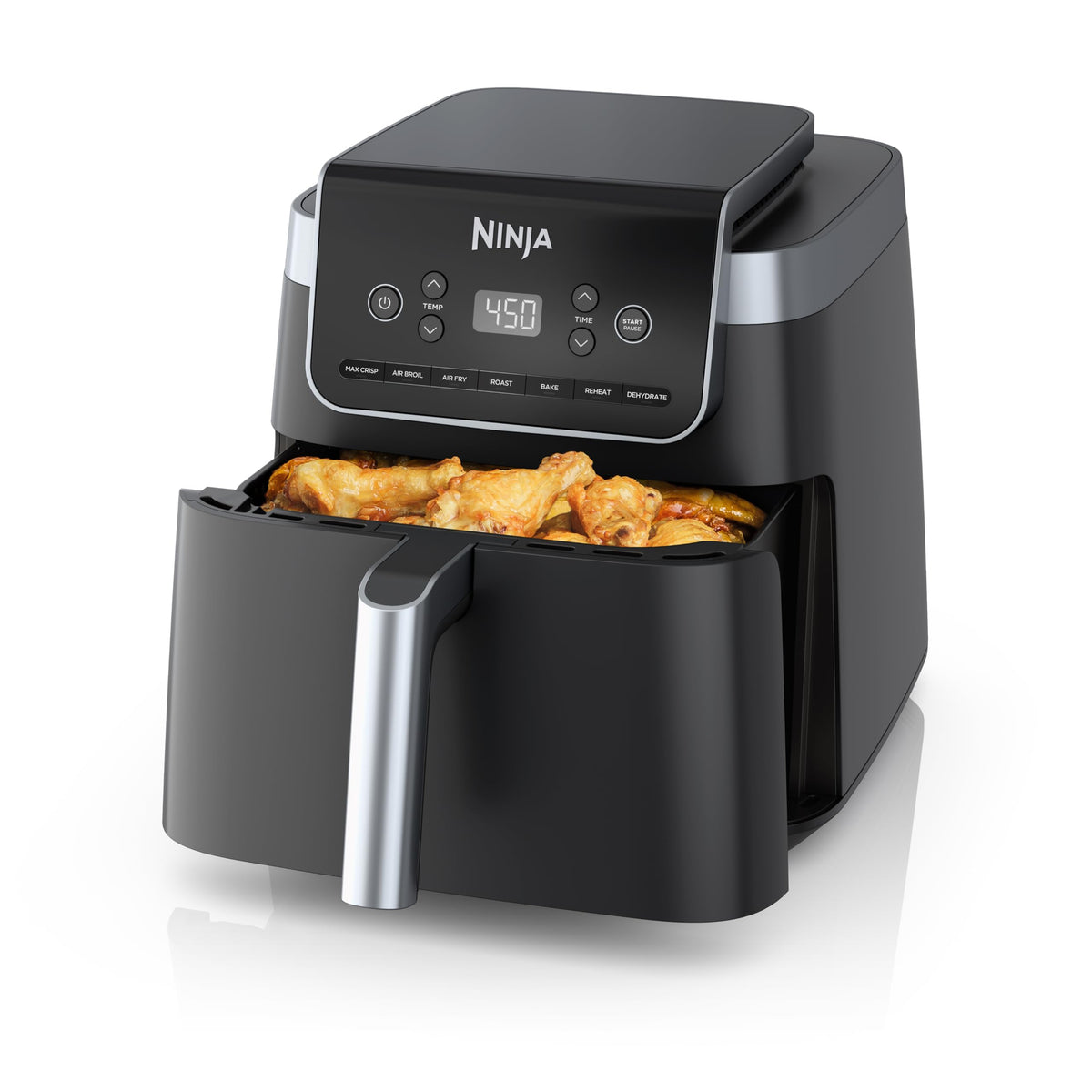 Ninja | Air Fryer | 4-in-1 Pro Air Fry, Roast, Reheat, Dehydrate | 5QT Capacity fits up to 4lbs of French Fries | 400F Max Temp | Nonstick Basket & Crisper Plate | 120V | Grey | AF141