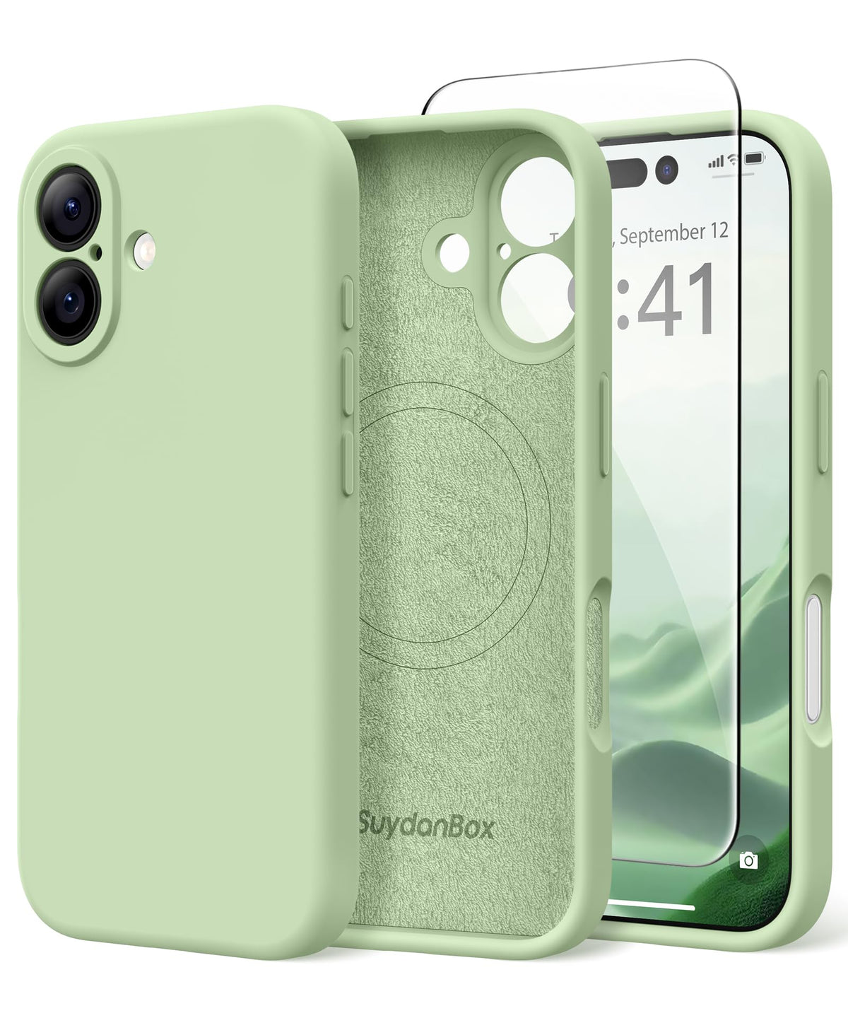 Magnetic for iPhone 17 Pro Max Case, Compatible with MagSafe, [Full Camera Protection][Screen Protector] Silicone Shockproof Protective Phone Case for iPhone 17 Pro Max 6.9", Calke Green